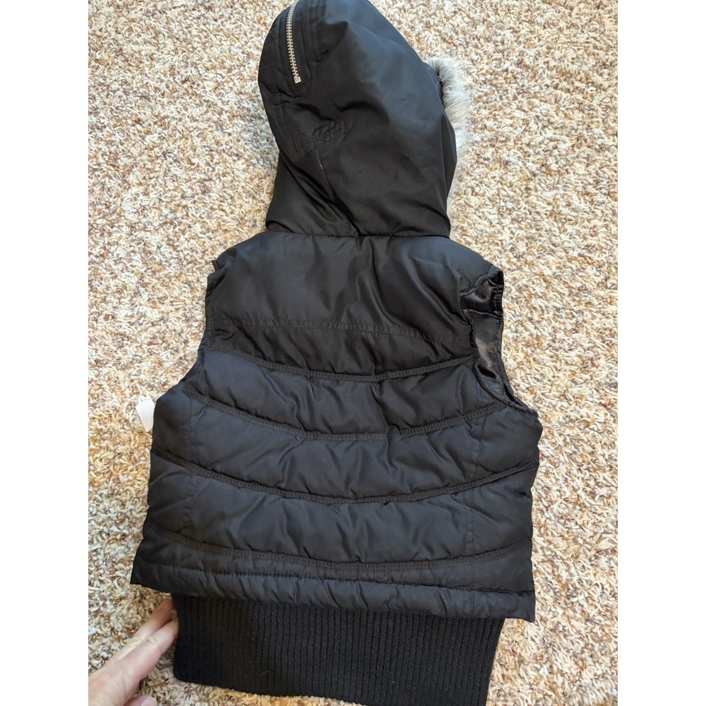 JUSTICE Girls 6 7 Faux Fur Hooded Puffer Vest Black - Picture 5 of 5